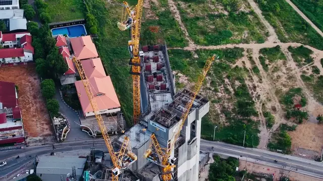 Aquarous Jomtien – Construction progress 06/2026 · Drone photo: Thailand Drone 4K by Milli