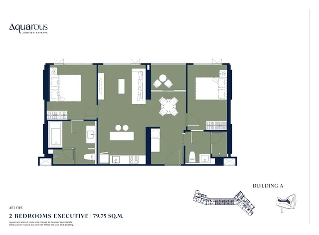 Floor plan – 2 Bedrooms Executive
