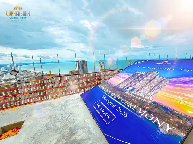 Copacabana Coral Reef – Construction progress 08/2026 · Topping-out ceremony on floor 56