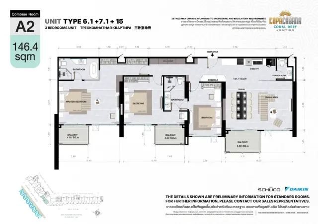 Floor plan – 3 Bedrooms