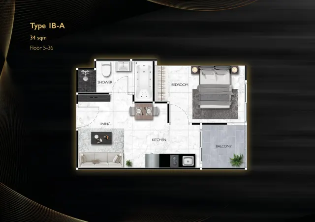Floor plan – 1 Bedroom