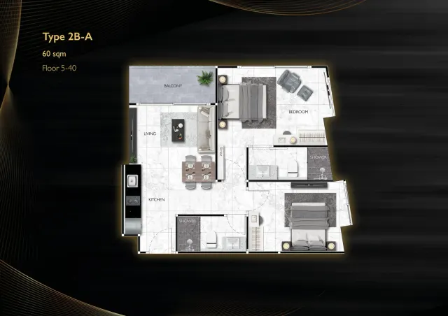 Floor plan – 2 Bedrooms