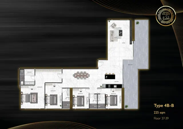 Floor plan – 4 Bedrooms · 4B-B