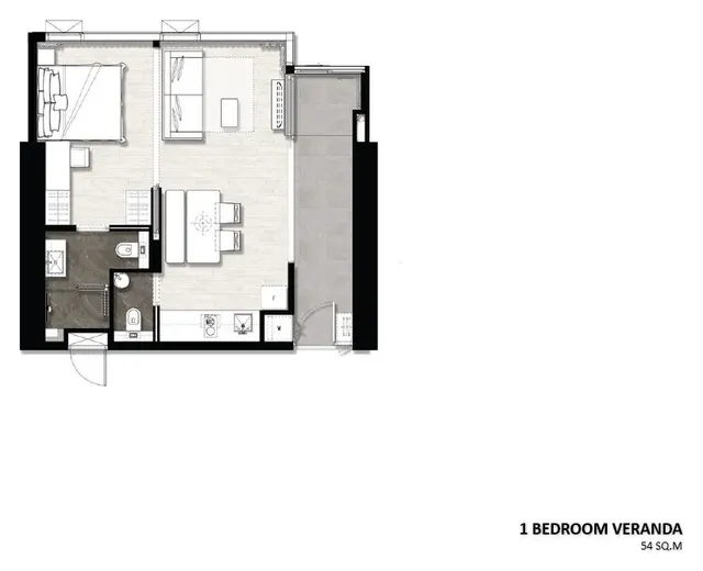 Floor plan – 1 Bedroom Veranda