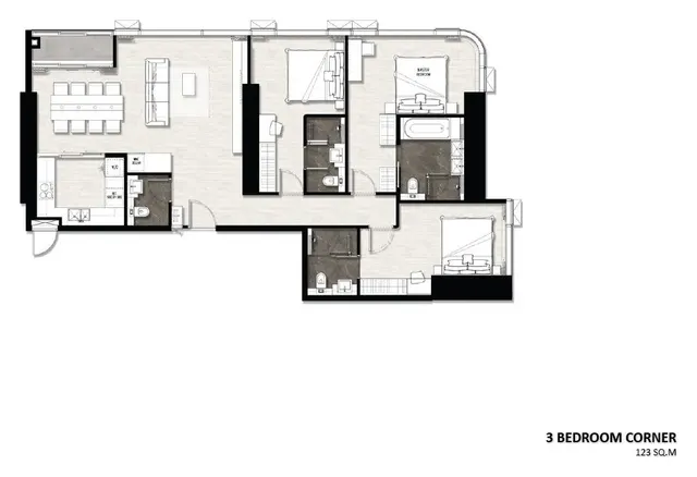 Floor plan – 3 Bedroom Corner