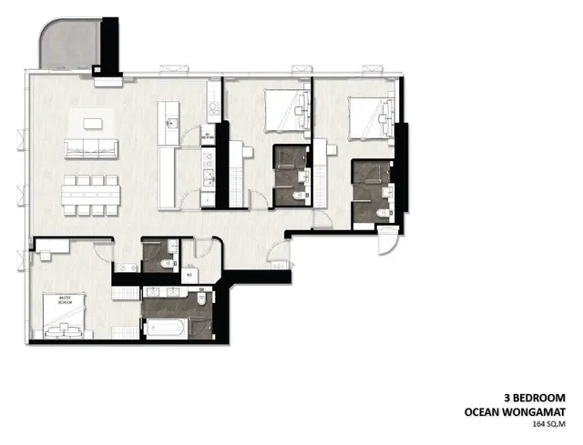 Floor plan – 3 Bedroom Ocean Wongamat