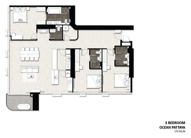 Floor plan – 3 Bedroom Ocean Pattaya