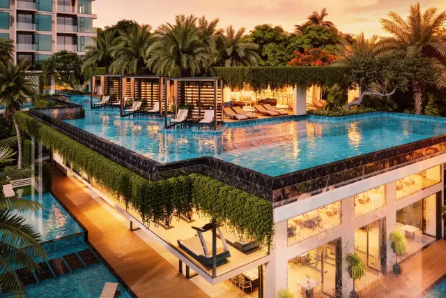 The Riviera Palm Beach Wongamat – Clubhaus-Pool im 3. OG · Visualisierung (Bauträger)