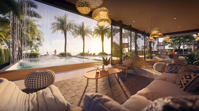 The Riviera Palm Beach Wongamat – Lounge und Restaurant im Clubhaus · Visualisierung (Bauträger)