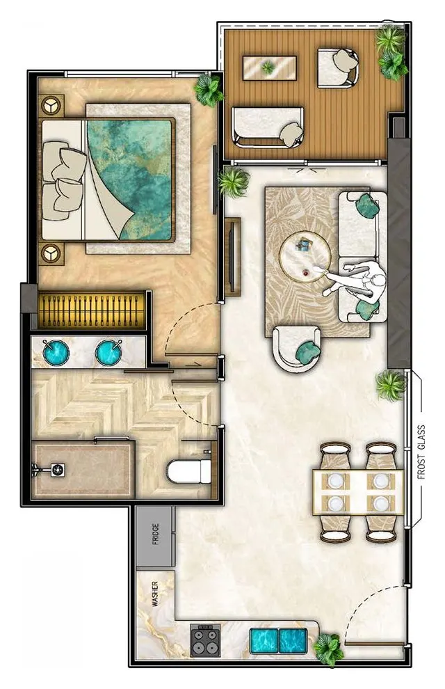 Grundriss – 1 Schlafzimmer
