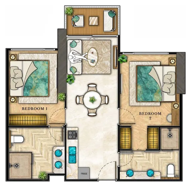 Grundriss – 2 Schlafzimmer