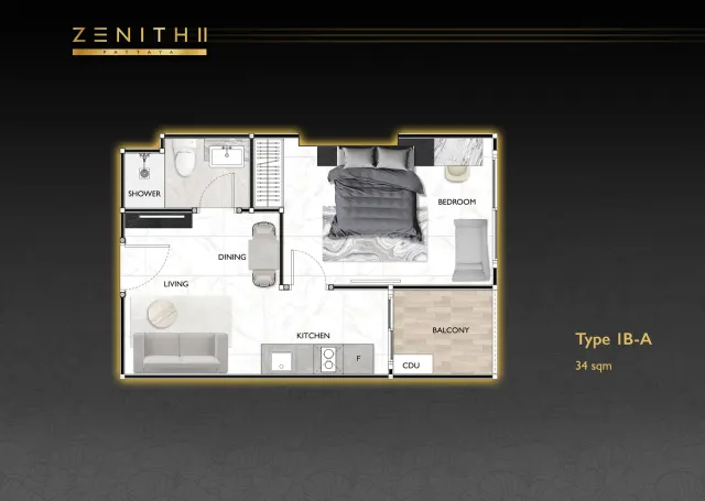 Floor plan – 1 Bedroom · 1B-A