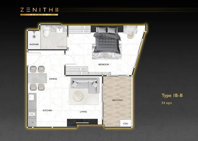 Floor plan – 1 Bedroom · 1B-B
